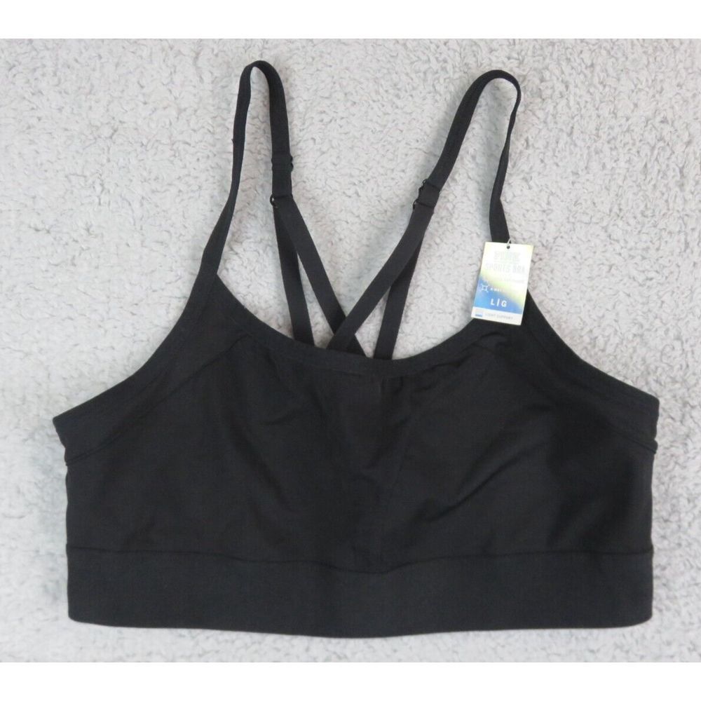 Victoria Secret Pink Sports Bra Size L Black New‎ Ultimate Unlined Light Support